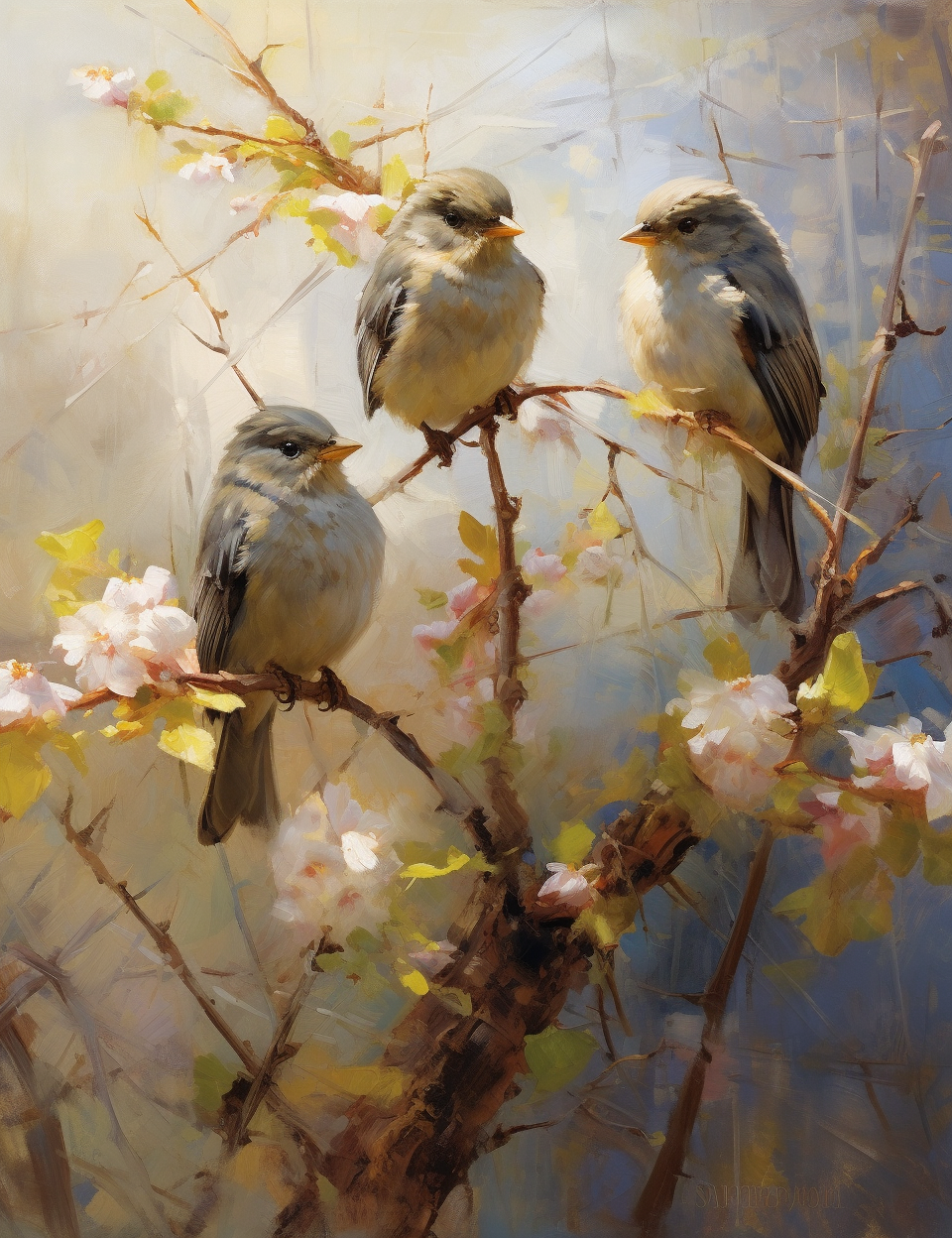 Dark Eyed Juncos in Daniel Gerhartz Style