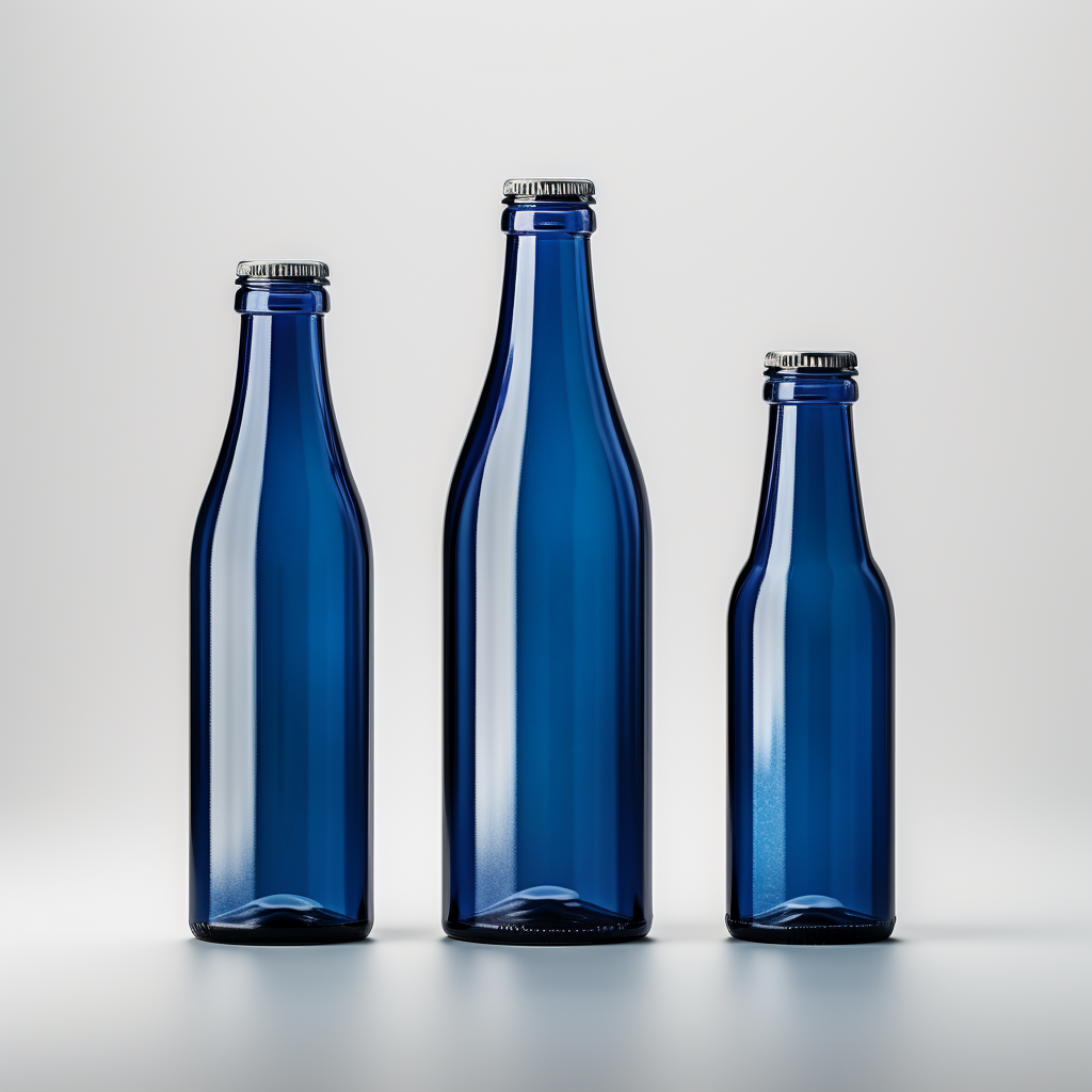 Dark blue PVC bottle mockups on white background