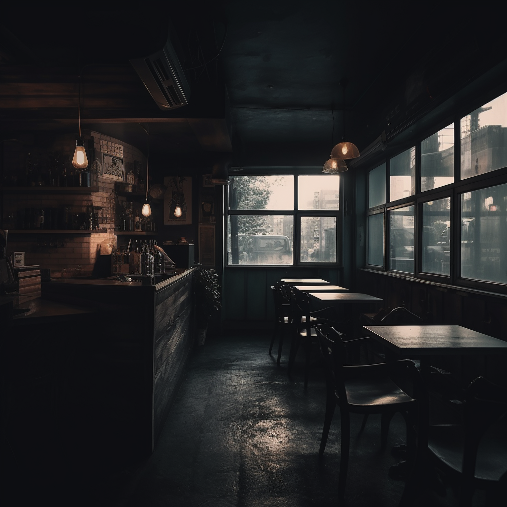 Dark empty cafe atmosphere