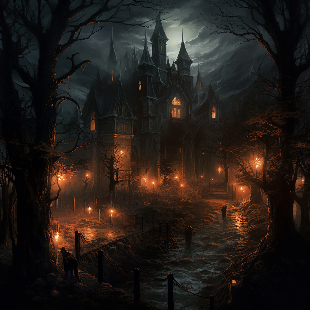 A mesmerizing dark fantasy night scene