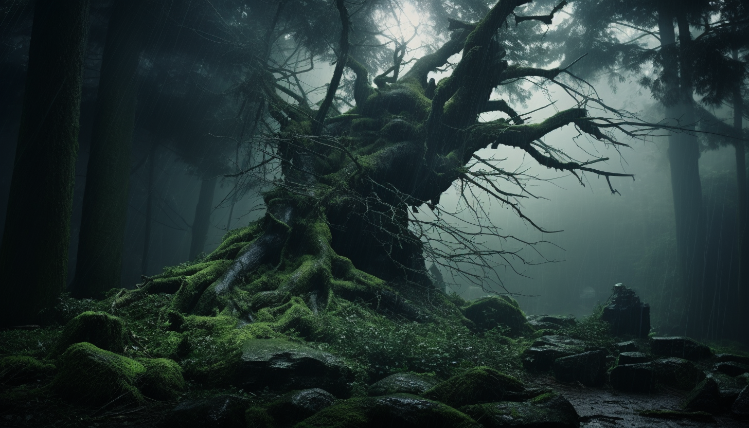 Fallen tree covered in moss