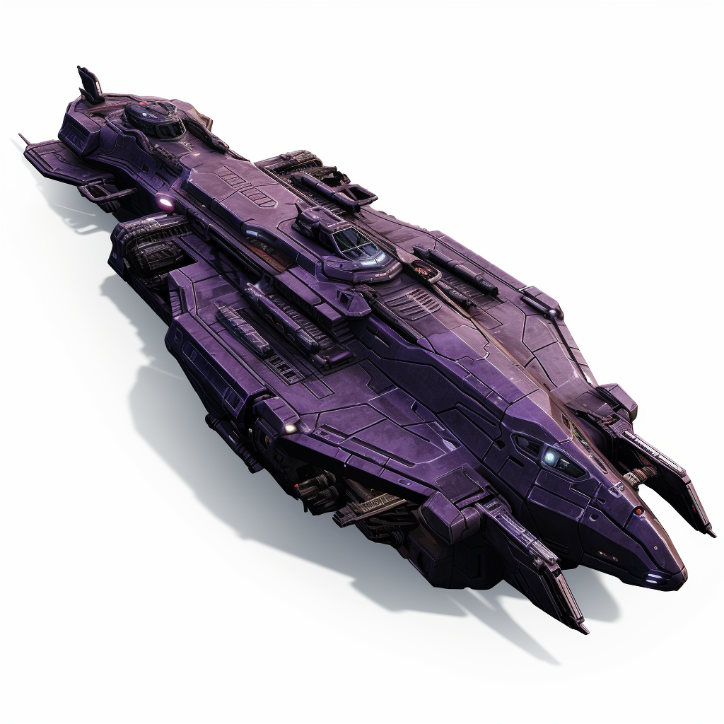 Side view of Dark Purple Dreadnought Starship