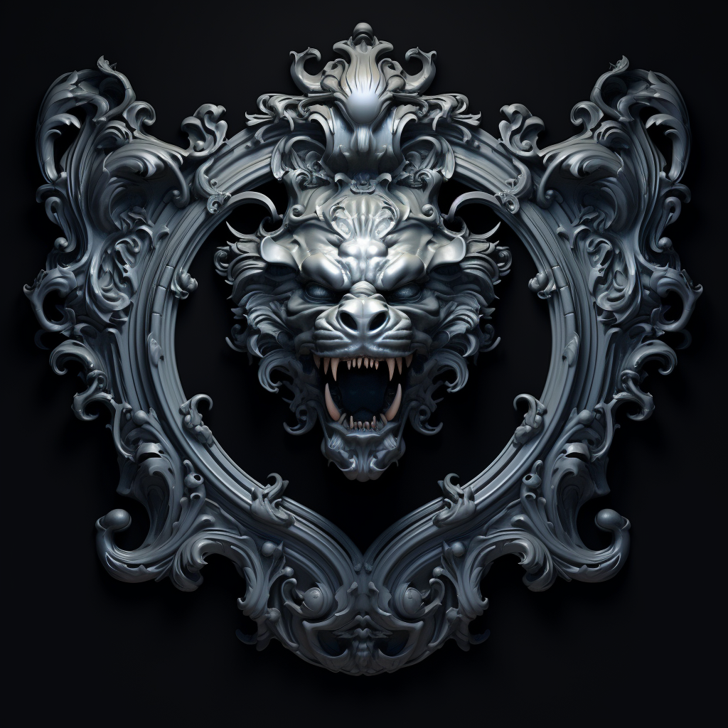 Baroque frame with gargoyle in a dark shape