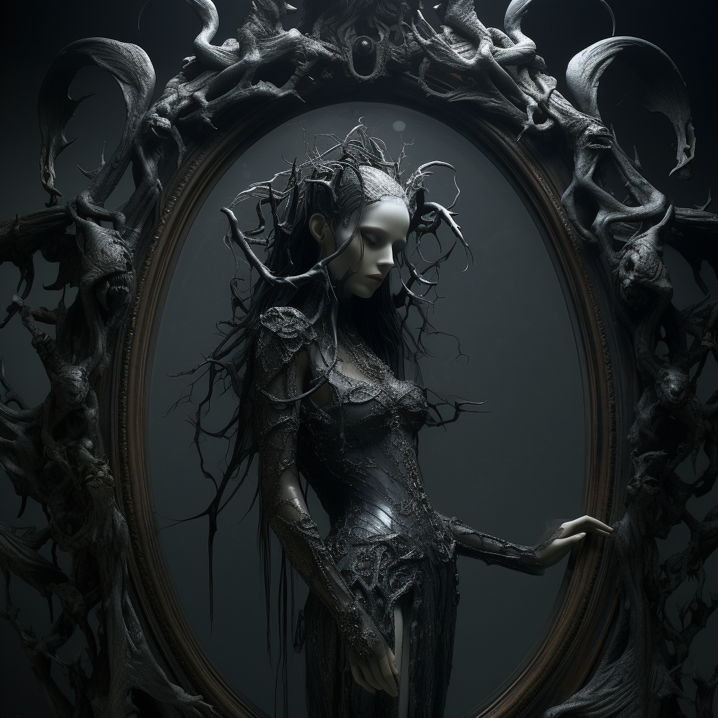 Mirror reflecting dark creatures