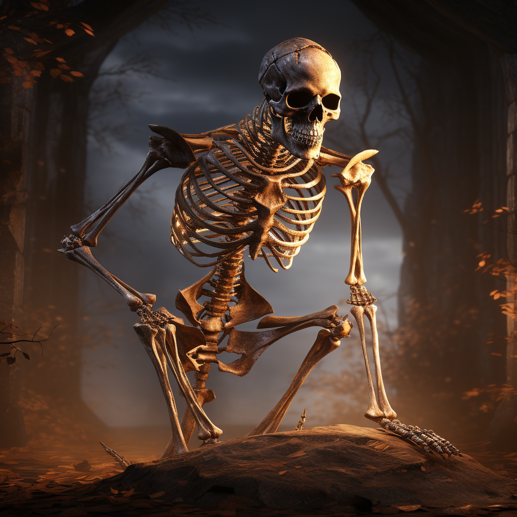 Dark skeleton warrior shooting a broken bow