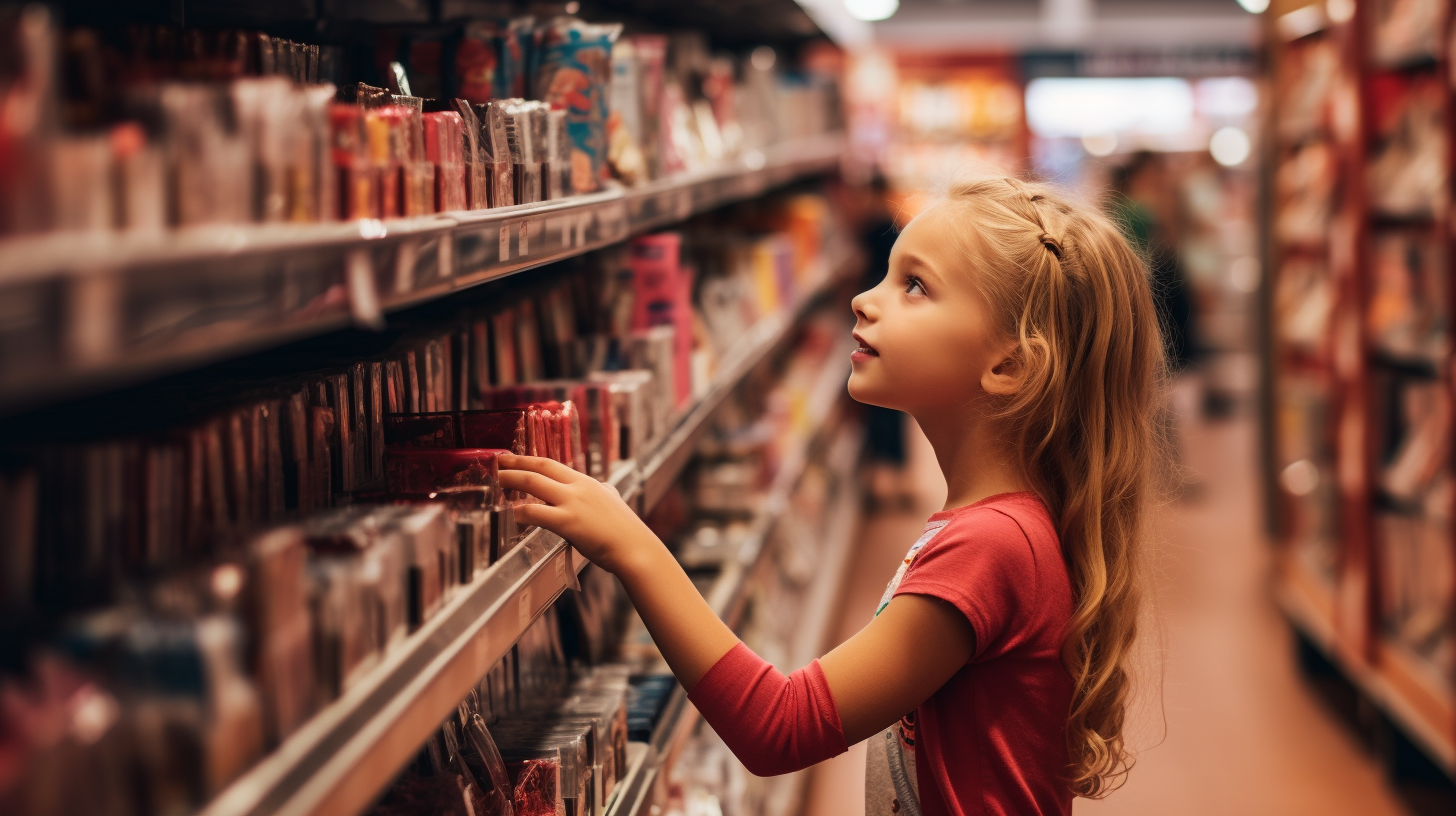 Daughter pointing at nail polish.