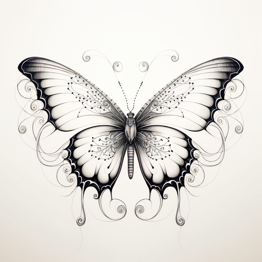 Beautiful butterfly line drawing