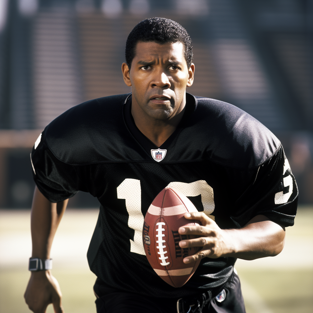 Denzel Washington scoring a touchdown