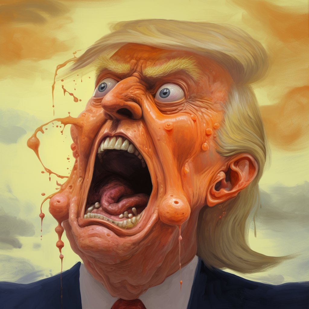 Artwork of deranged Donald Trumps