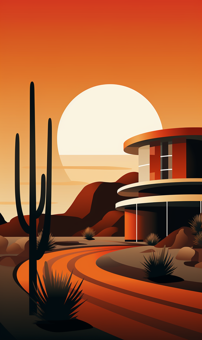 Thick line art desert modernism energy symbol