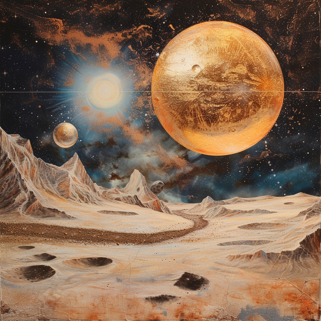 Desert Moon with Bronze Sand and Ice Giant