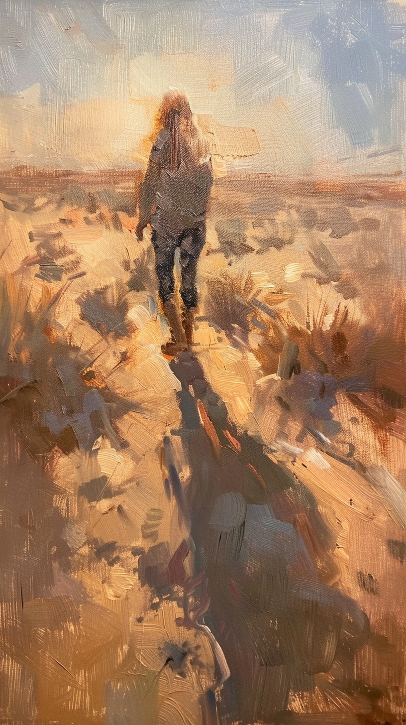 Desert oil painting in diffused light