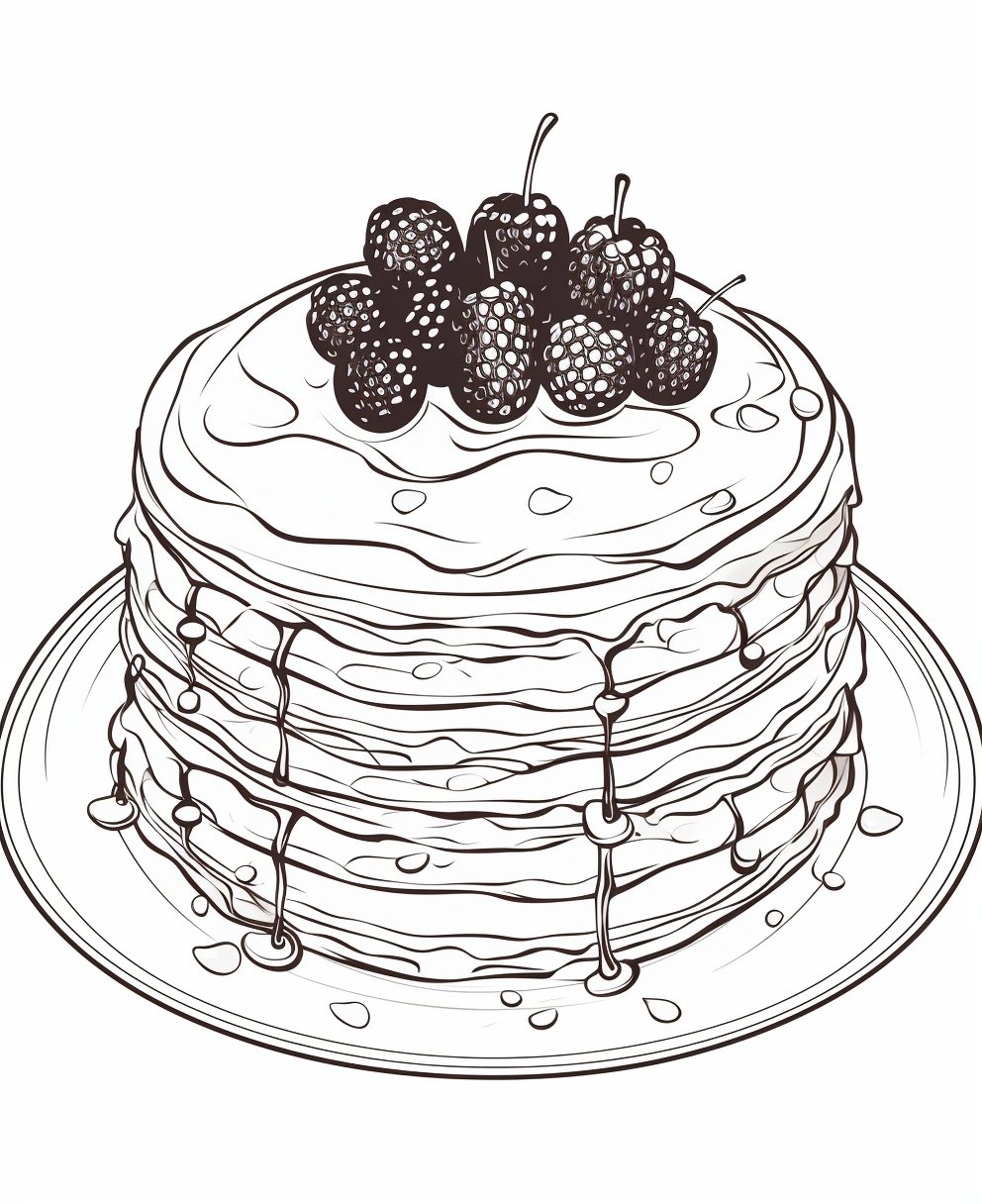 Cartoon-style Dessert Crepes Coloring Page