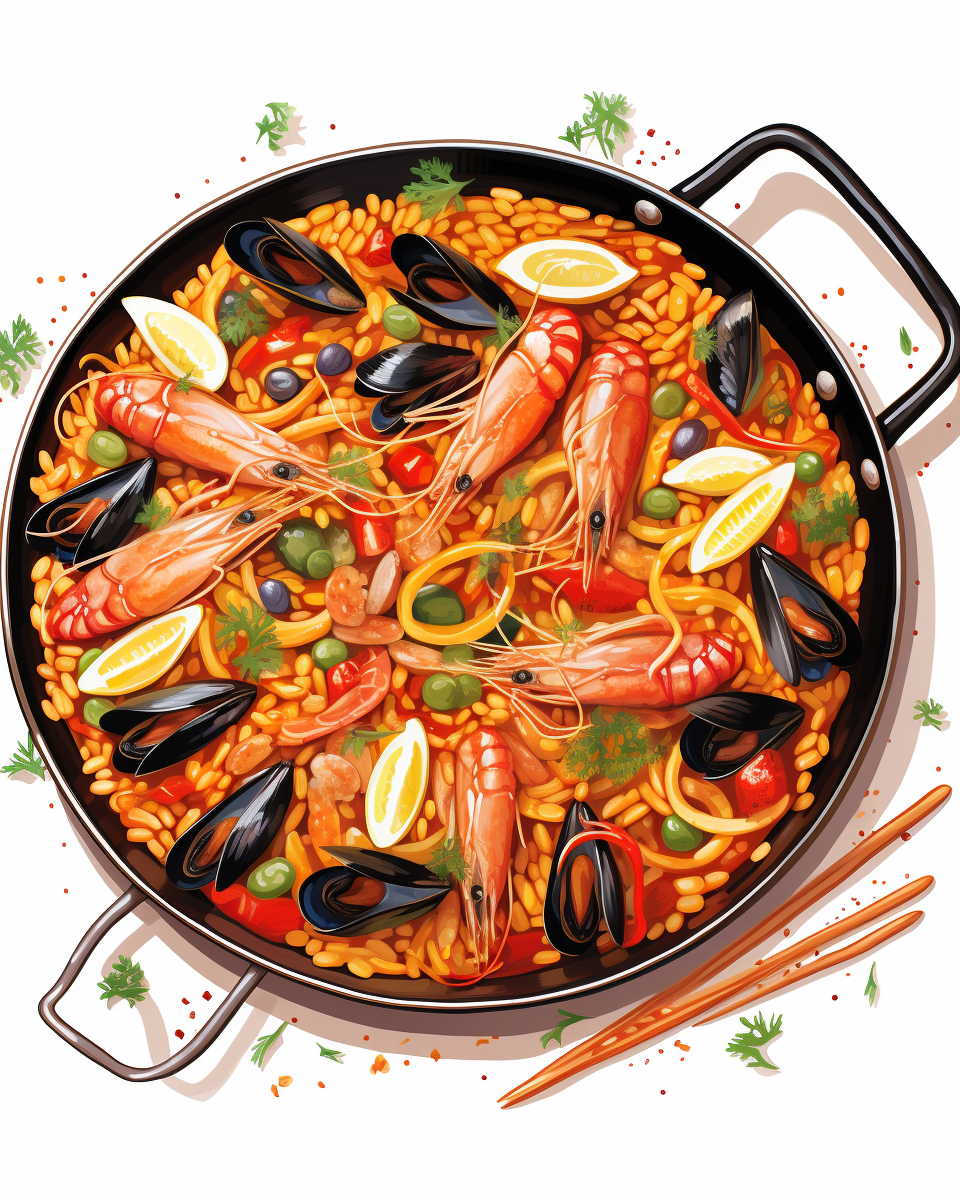 Abstract Isometric Paella Drawing