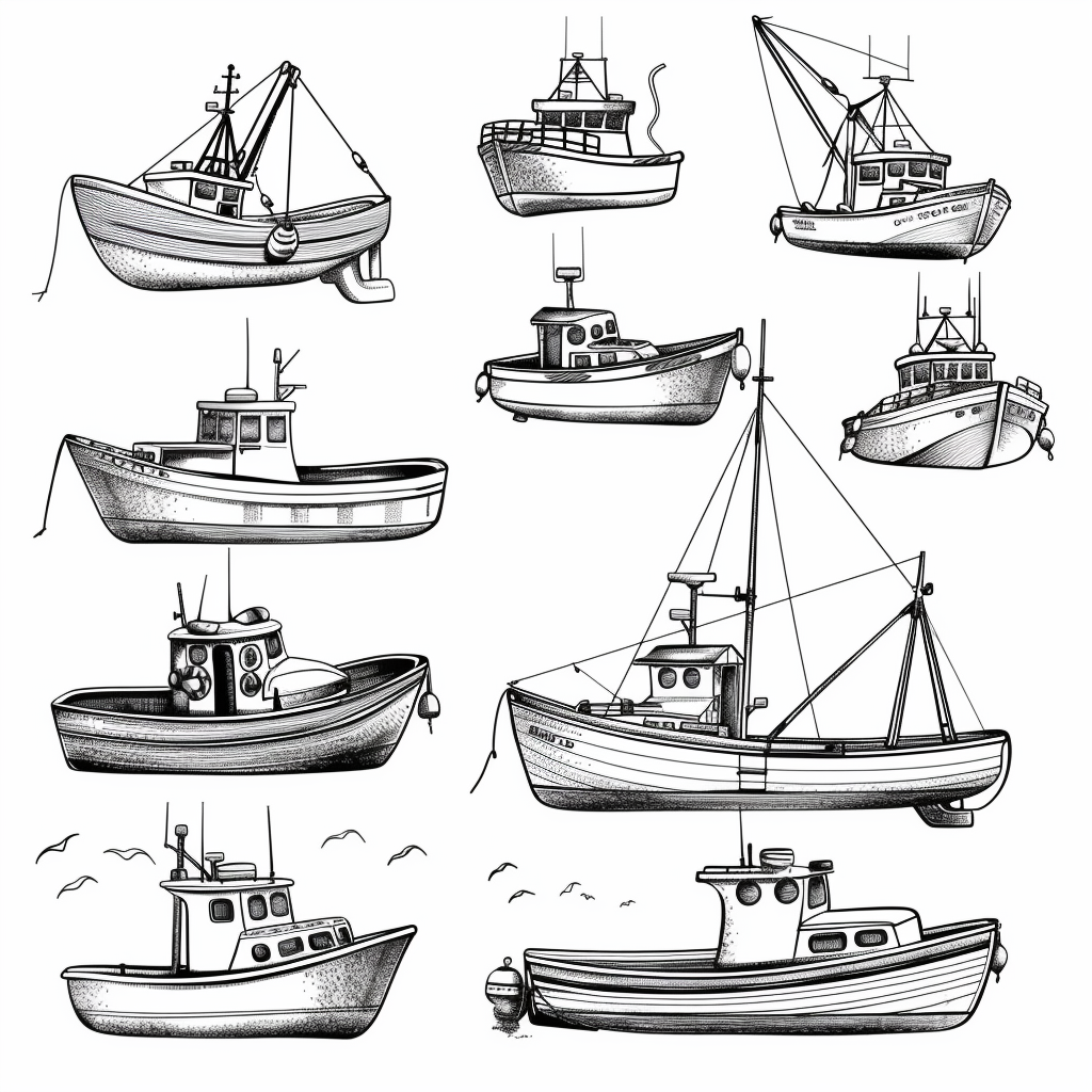 Fishing Boats Digital Stamp Set