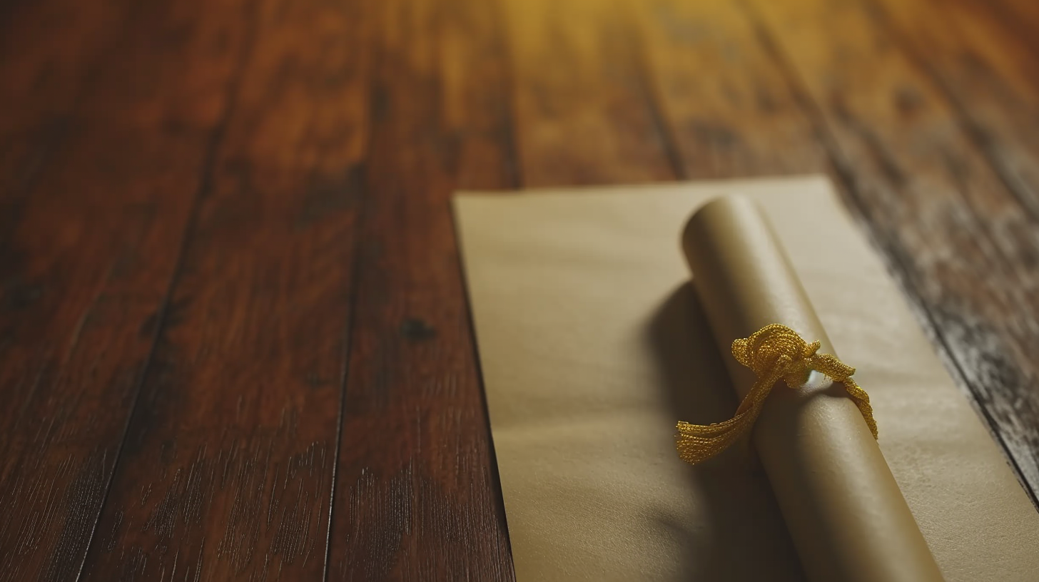 Close-up of Diploma on Table