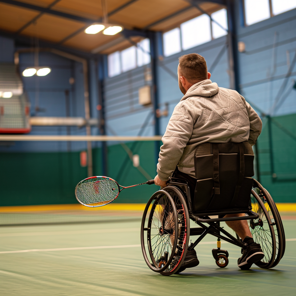 Disabled person playing badminton