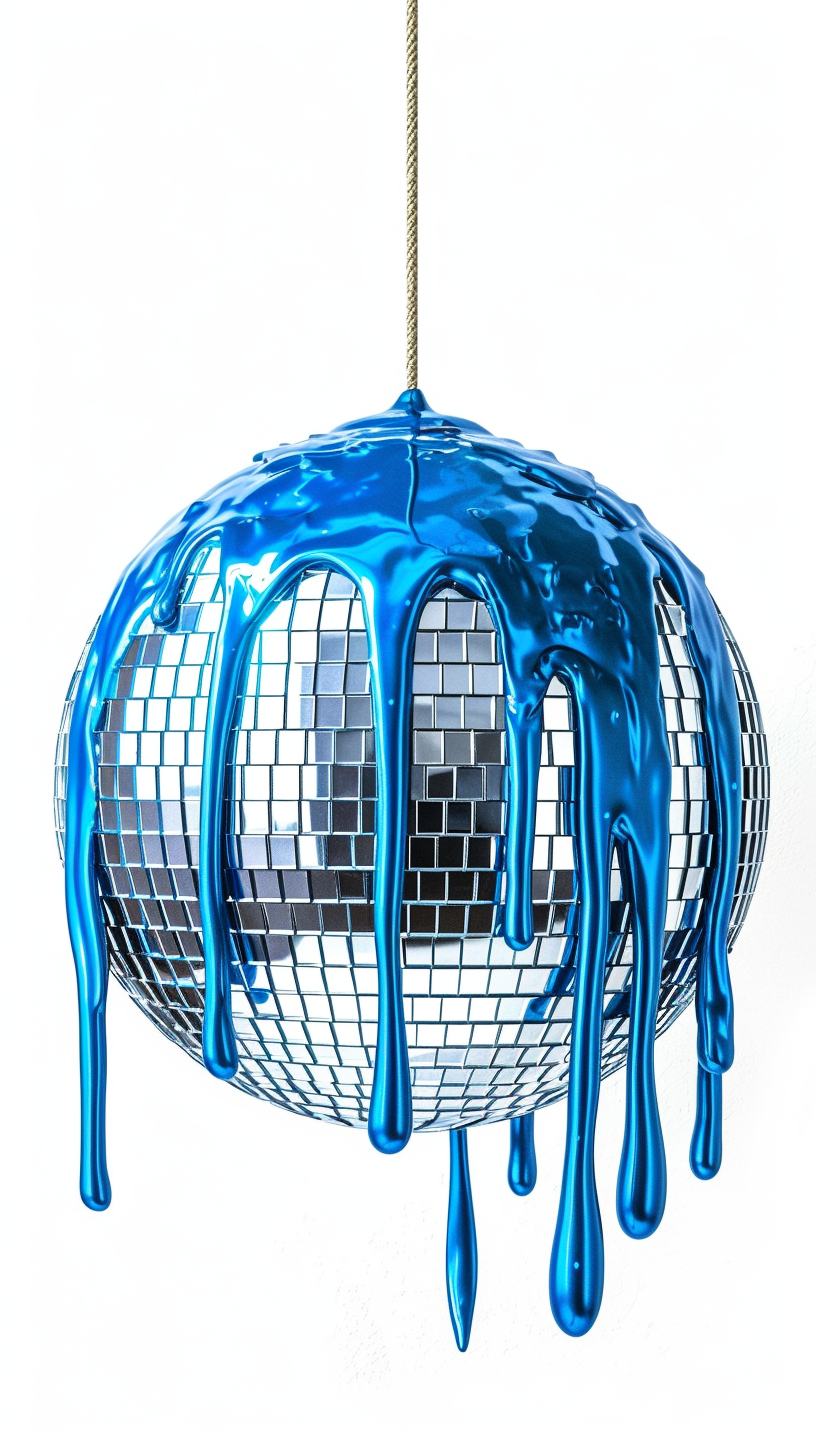 Disco ball with blue chrome slime