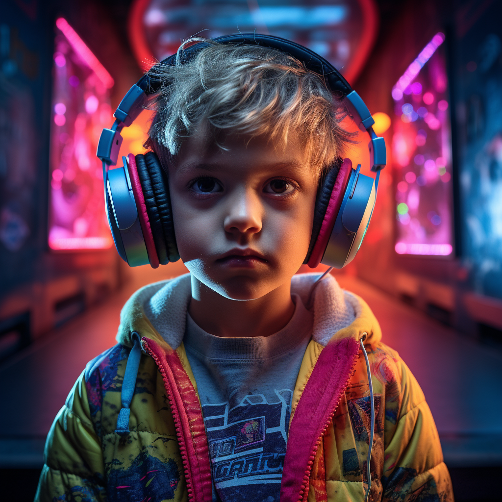 Portrait of Retrovawe Disco Kid with Headphones