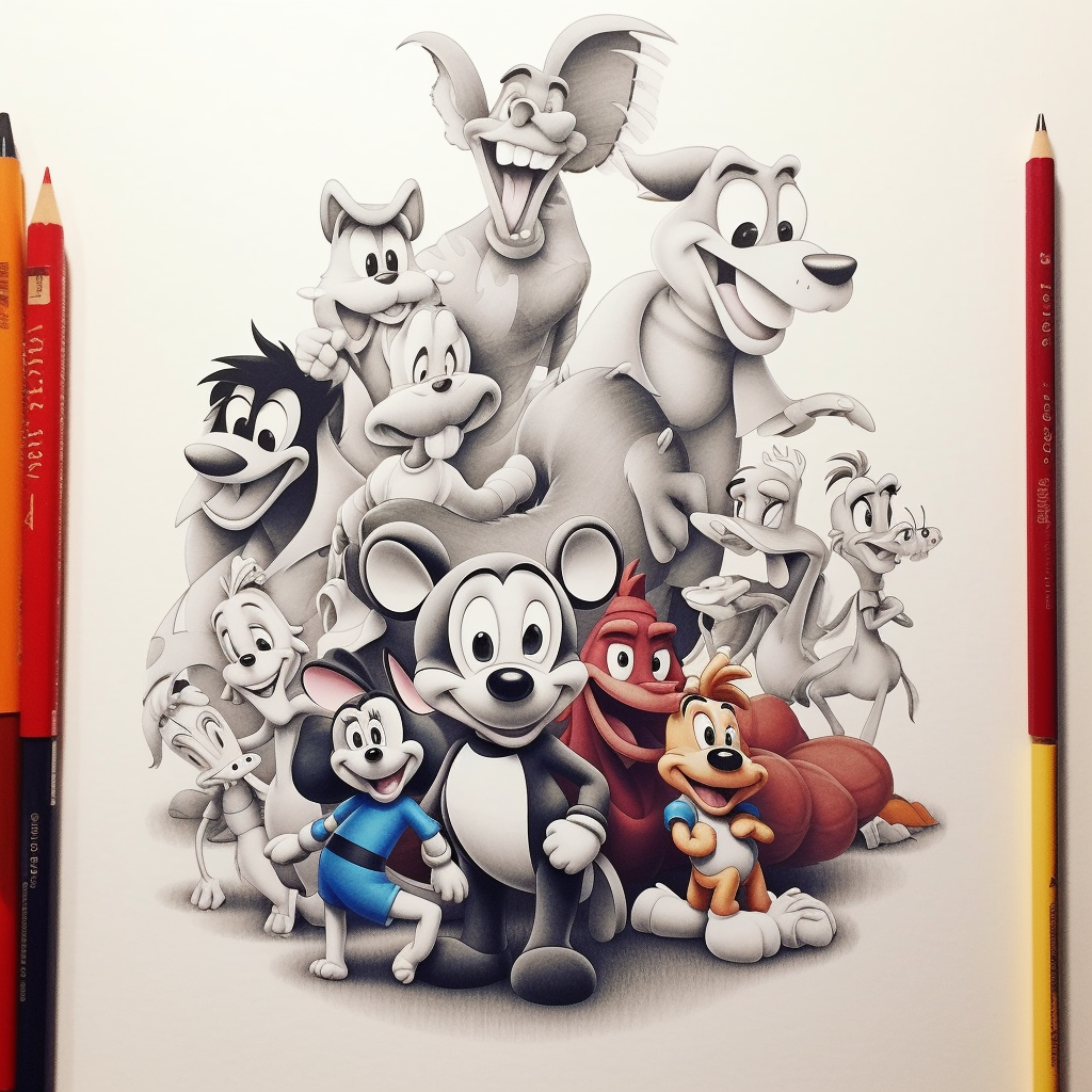 Disney cartoon pencil drawing