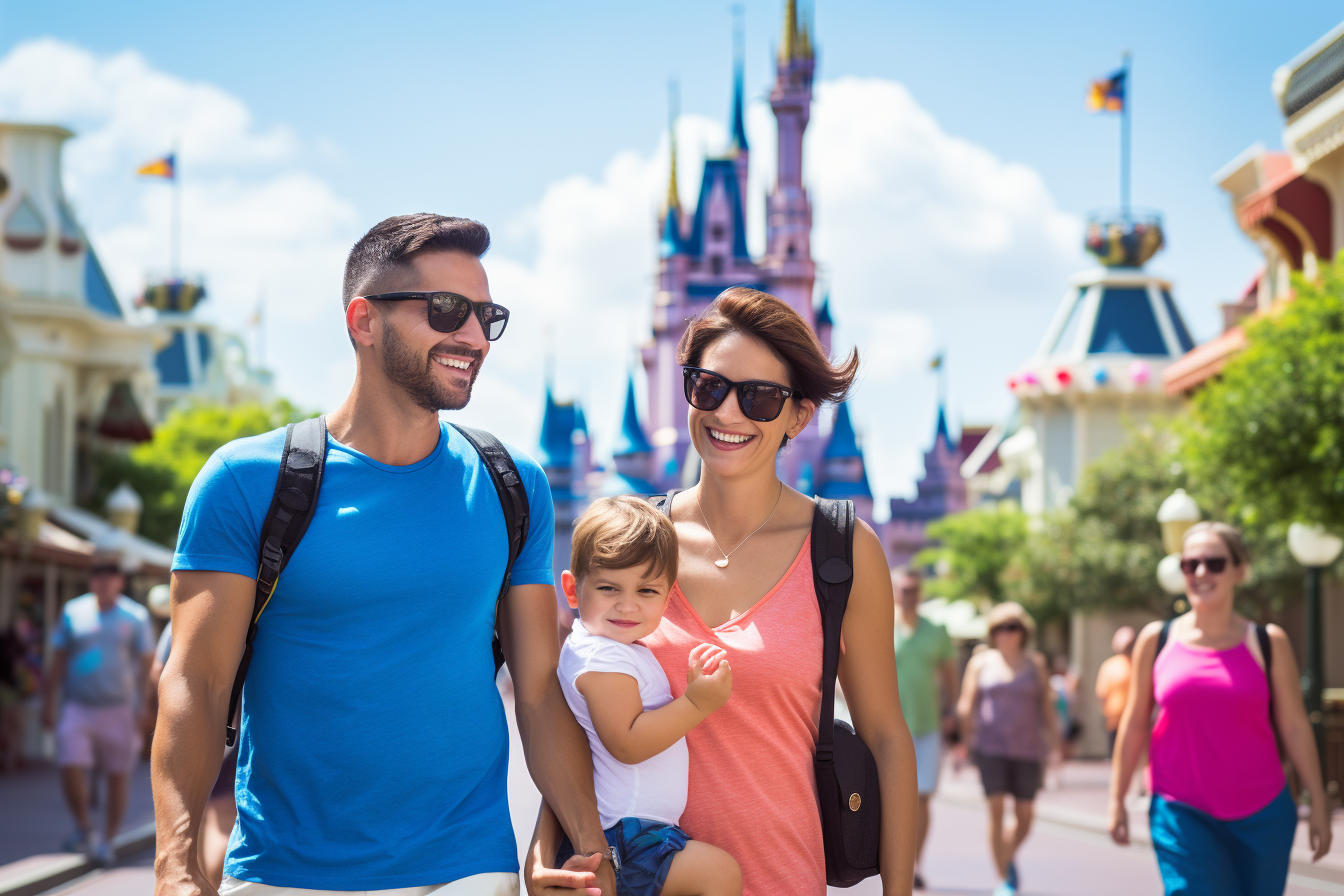 Happy family enjoying Disneyworld adventure