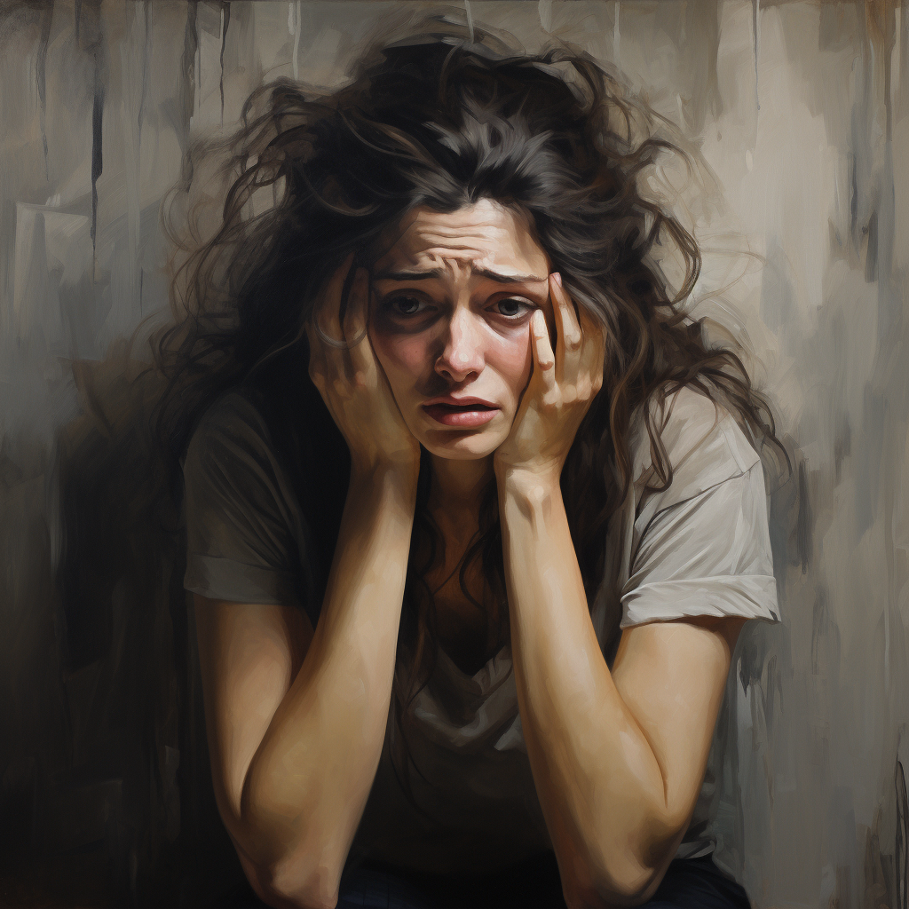 Distraught woman seeking support