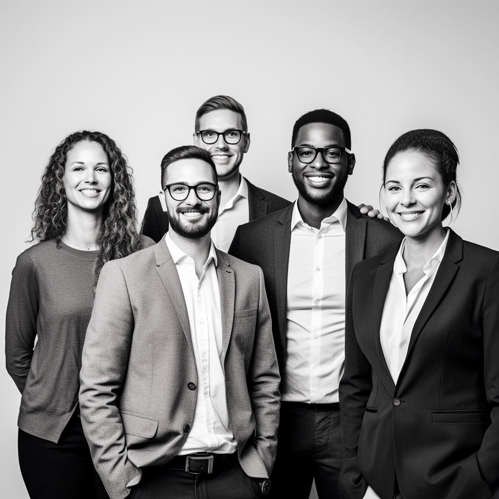 Smiling diverse startup founders team