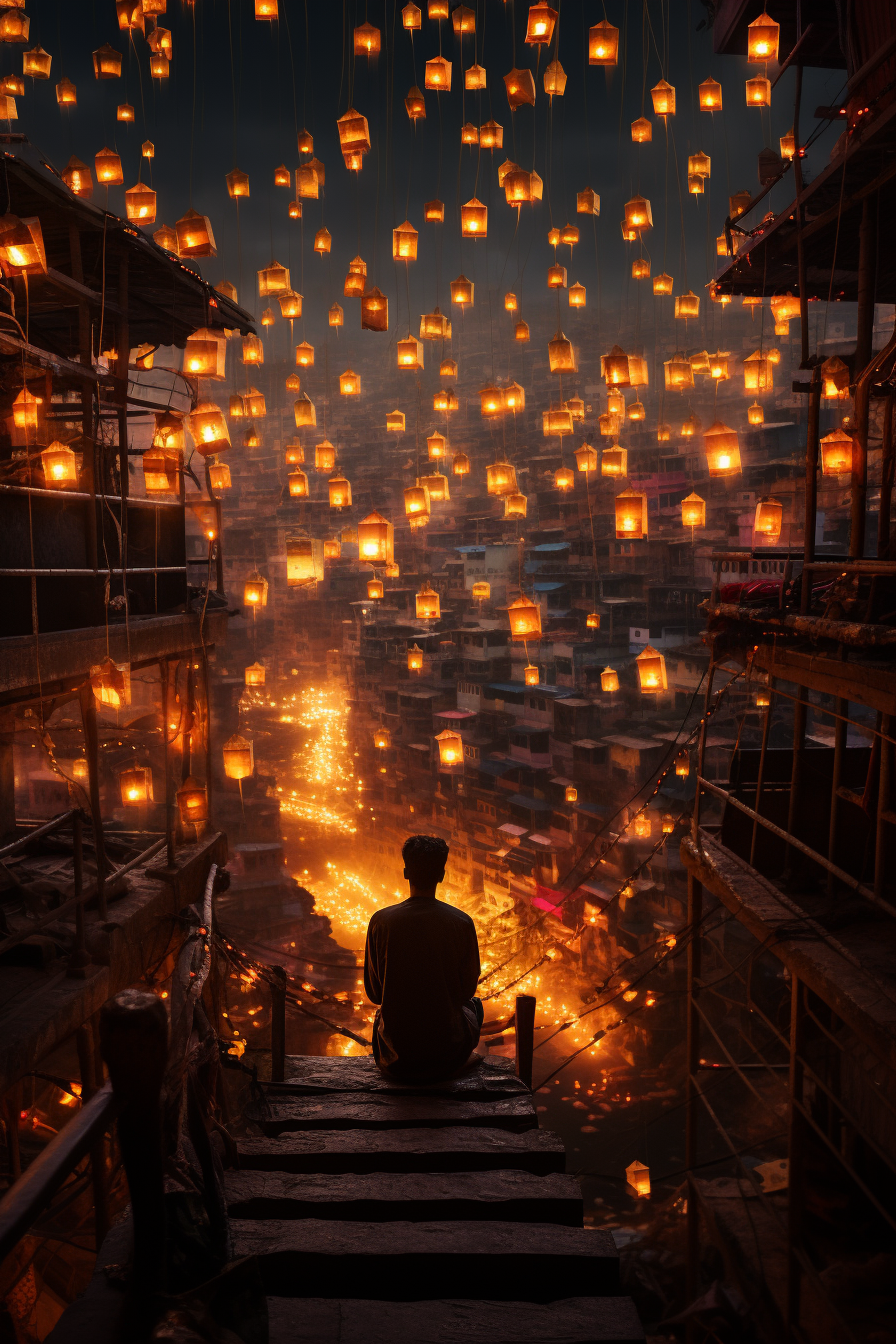 Beautiful Diwali Cityscape at Night