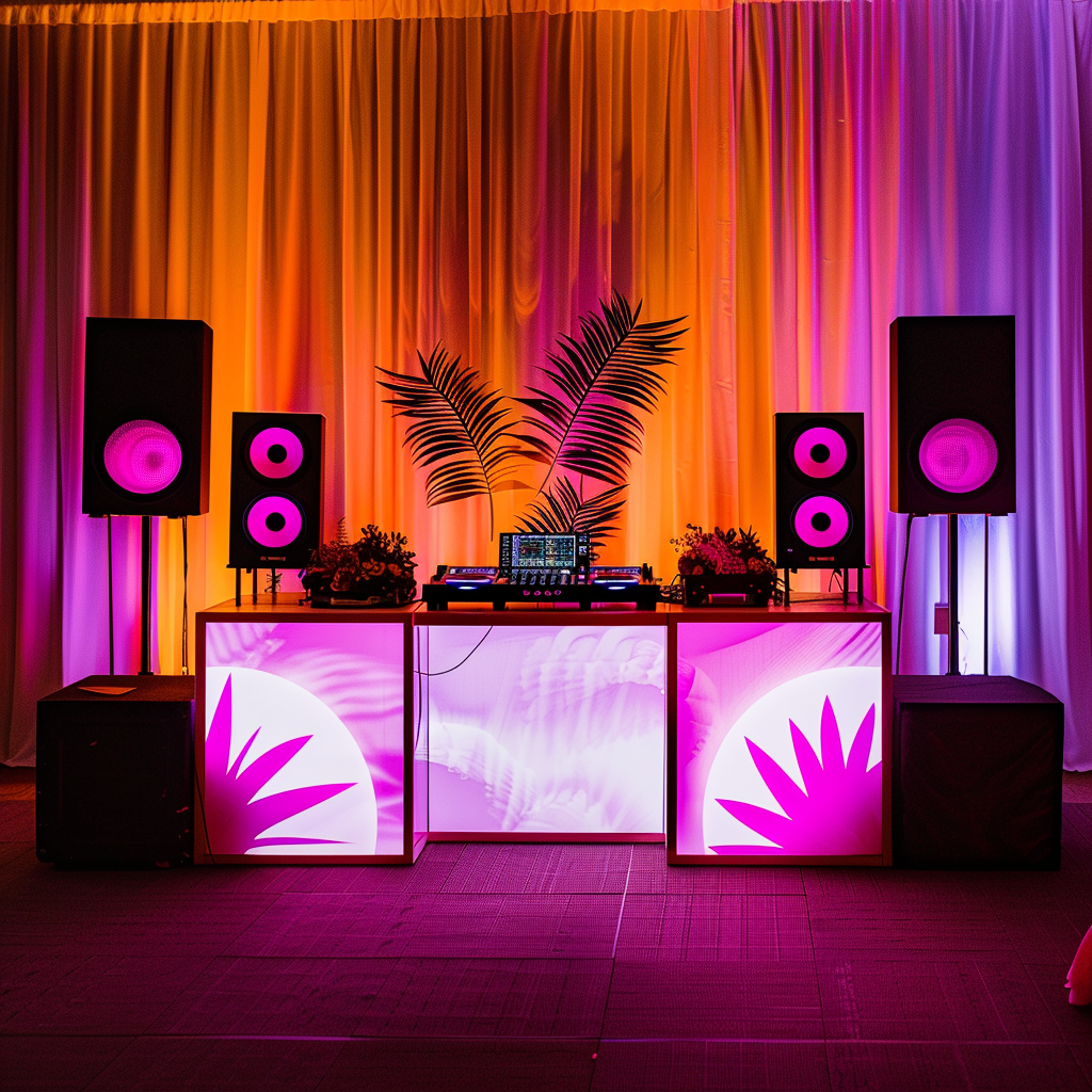 DJ stage event decorations speakers