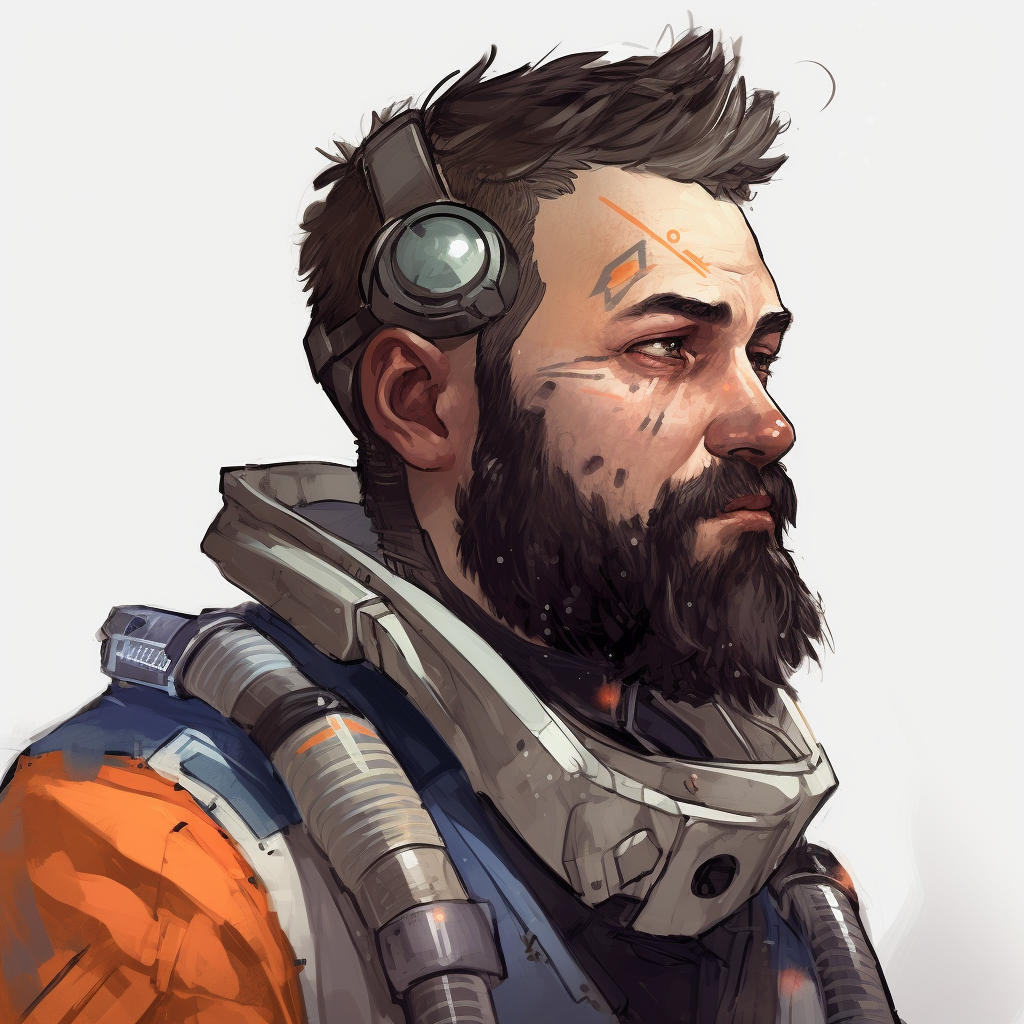 DND Character Cyber Punk Astronaut Portrait Bearded