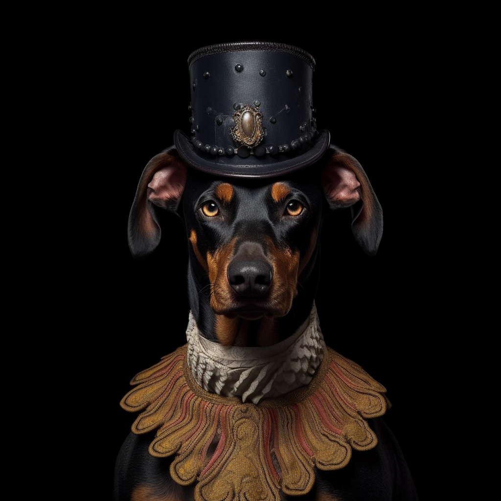 Half Doberman, Half Human in Victorian Attire