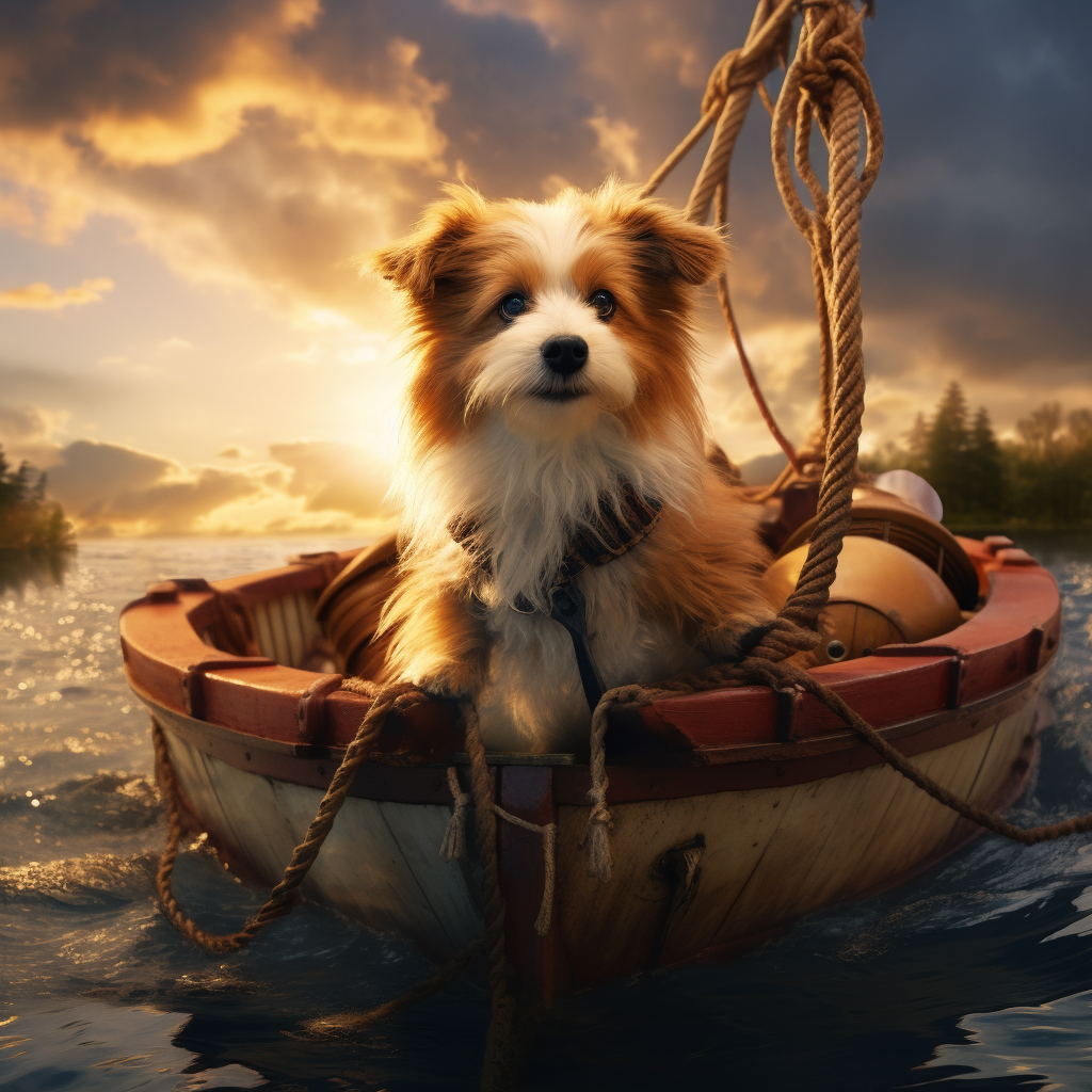 Cute dog on a boat