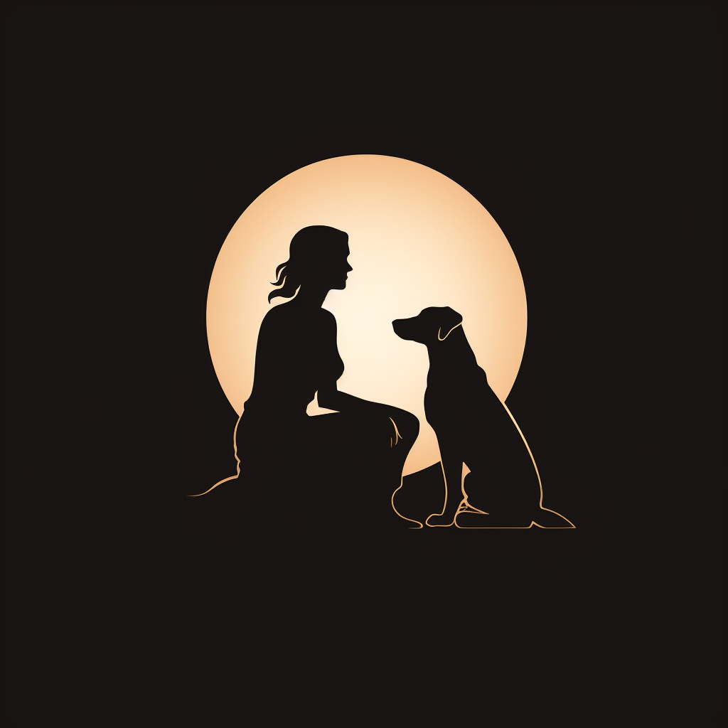 Woman and Dog Silhouette Logo