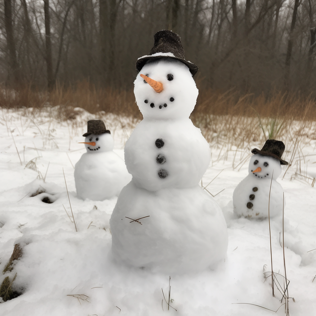 Sad snowman melting under the sun