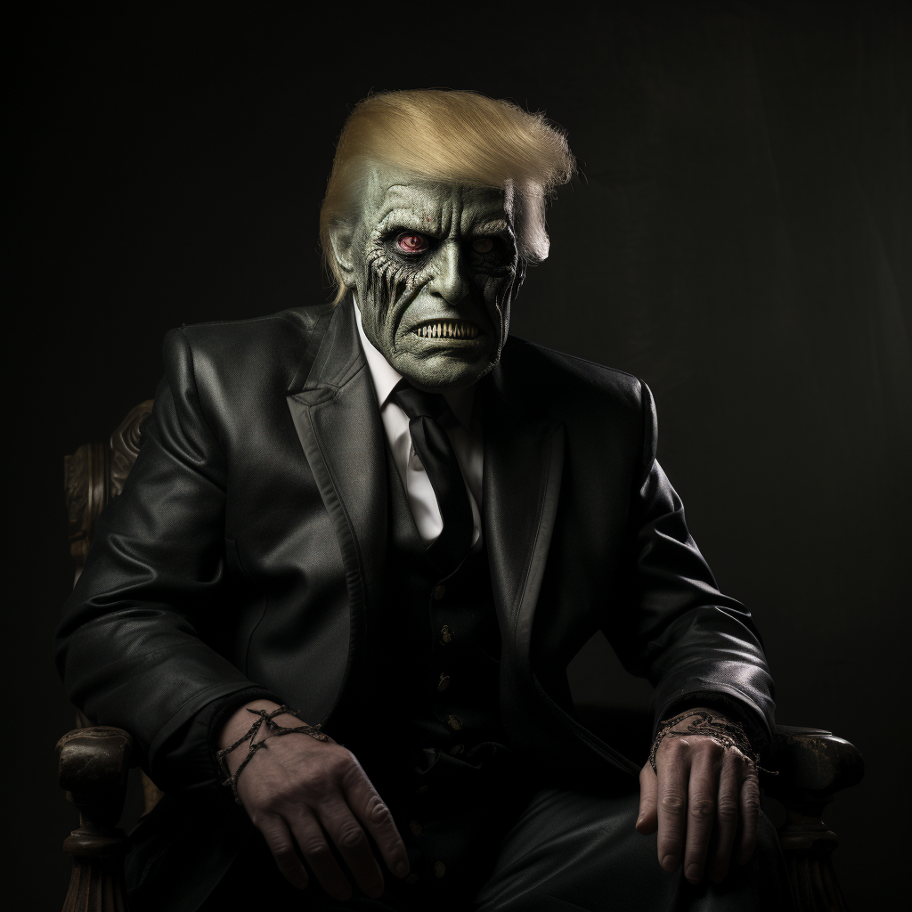 Donald Trump dressed as Doyle von Frankenstein