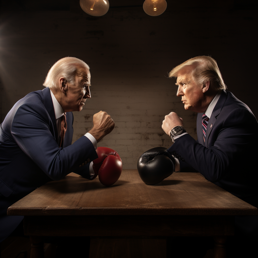 Trump and Biden boxing match