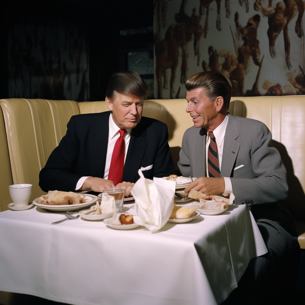 Donald Trump and Ronald Reagan having lunch