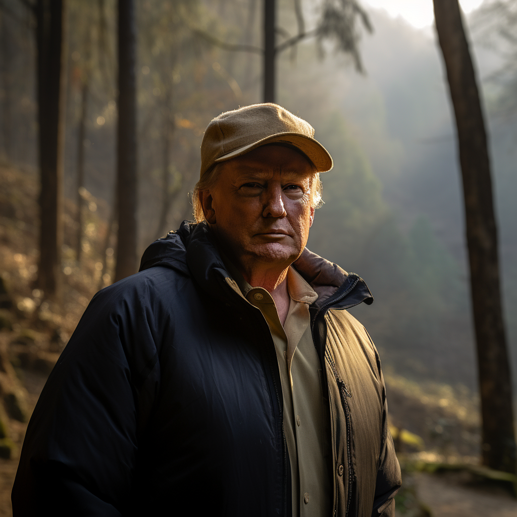 Portrait of Donald Trump in a forest