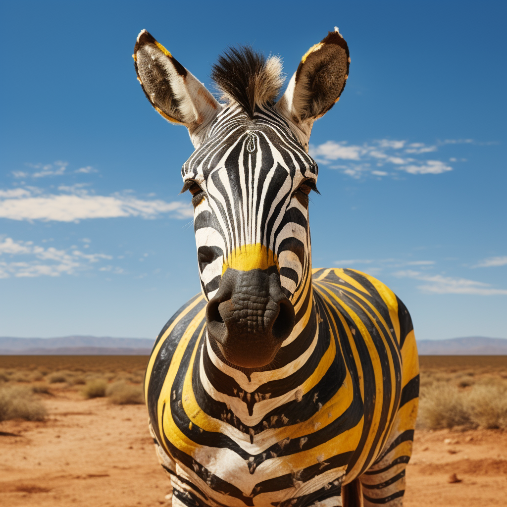 Donkey with painted zebra stripes