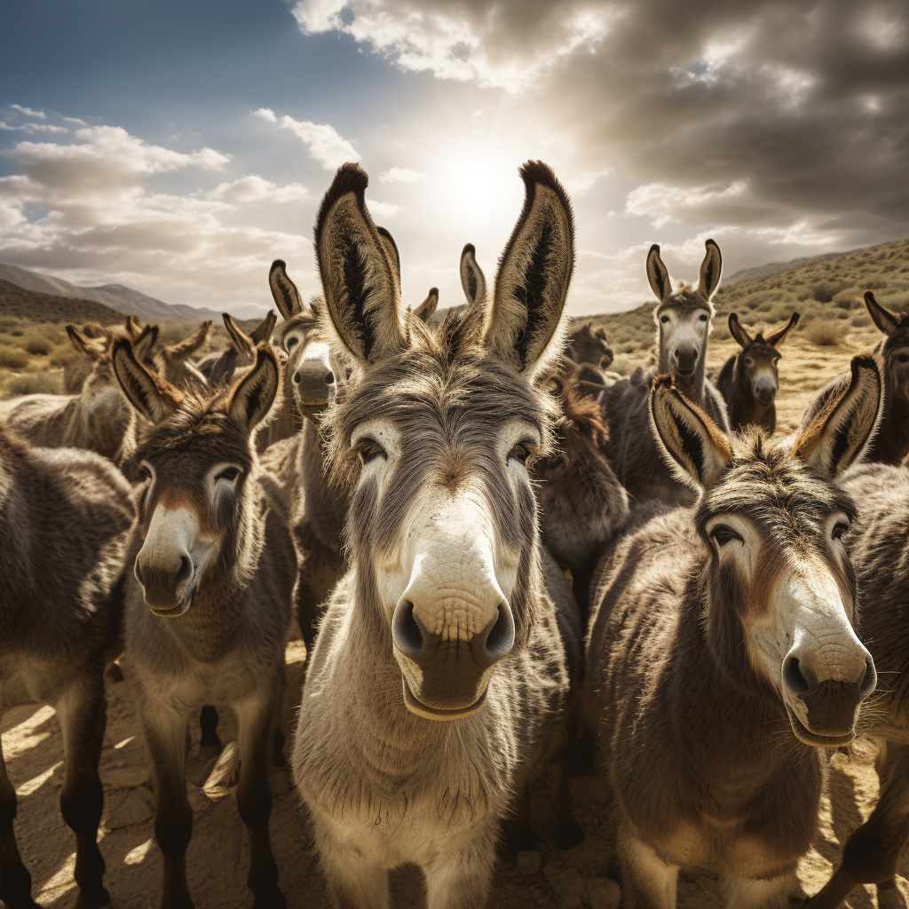 Group of donkeys making hilarious sounds