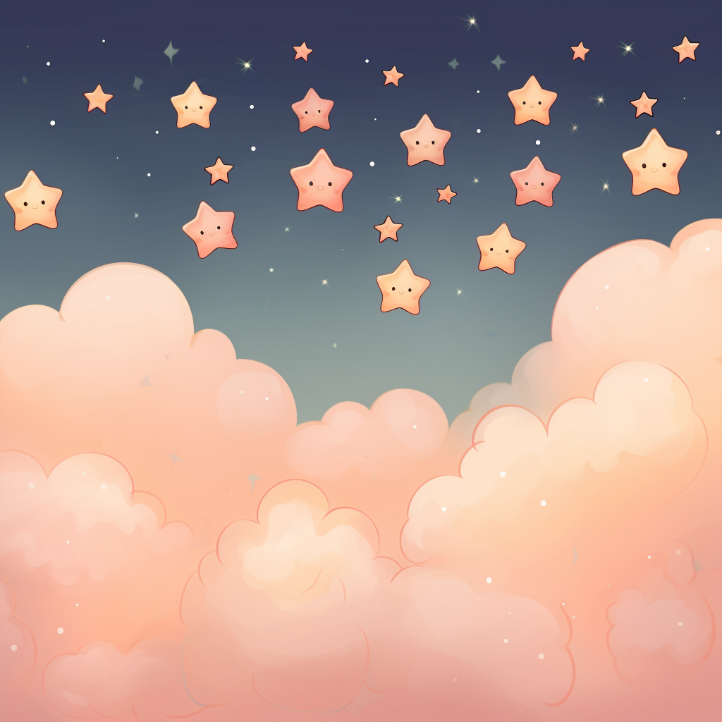 Cute cartoon stars in night sky