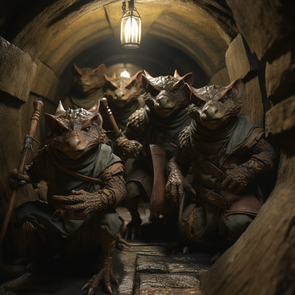 Detailed image of draconic kobolds in sewers