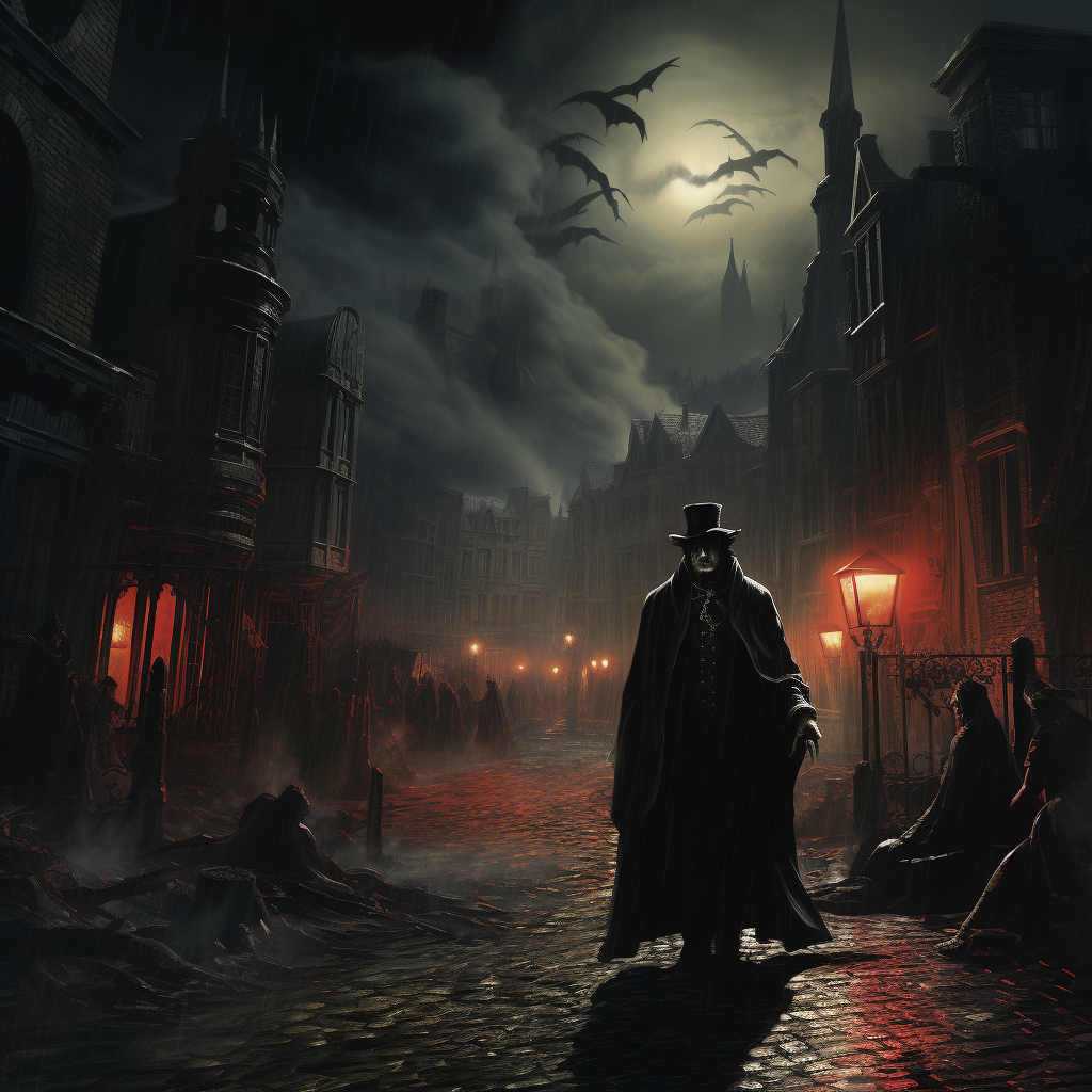 Dracula in London street at night