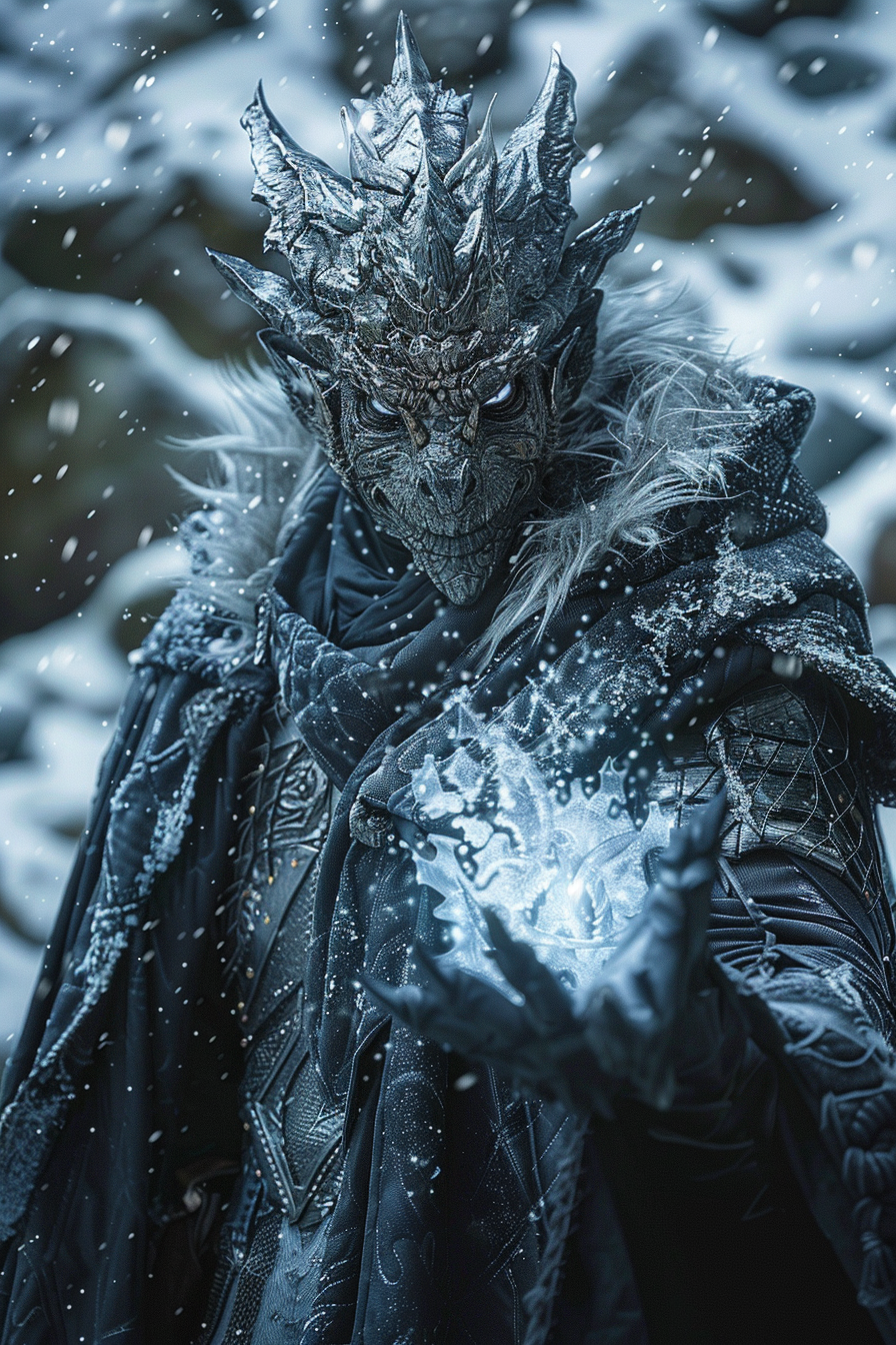 Dragonborn sorcerer casting Ray of Frost