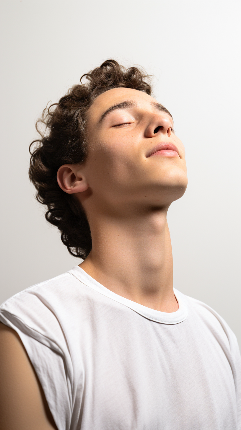 Boy dreaming on white background