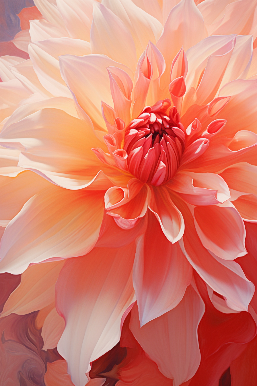 Dreamy Blooming Dahlia in Oil Painting