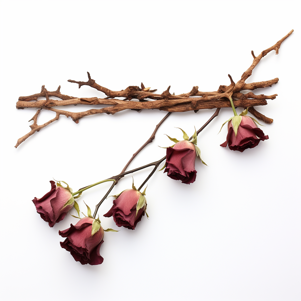 Dry Crown of Thorns with Dried Roses