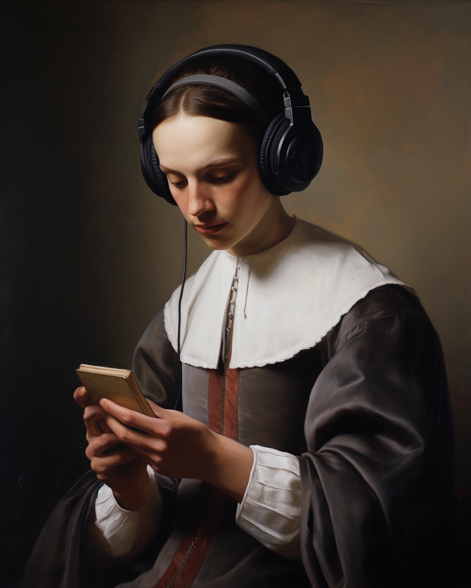 Rembrandt-inspired Dutch Man with Headphones