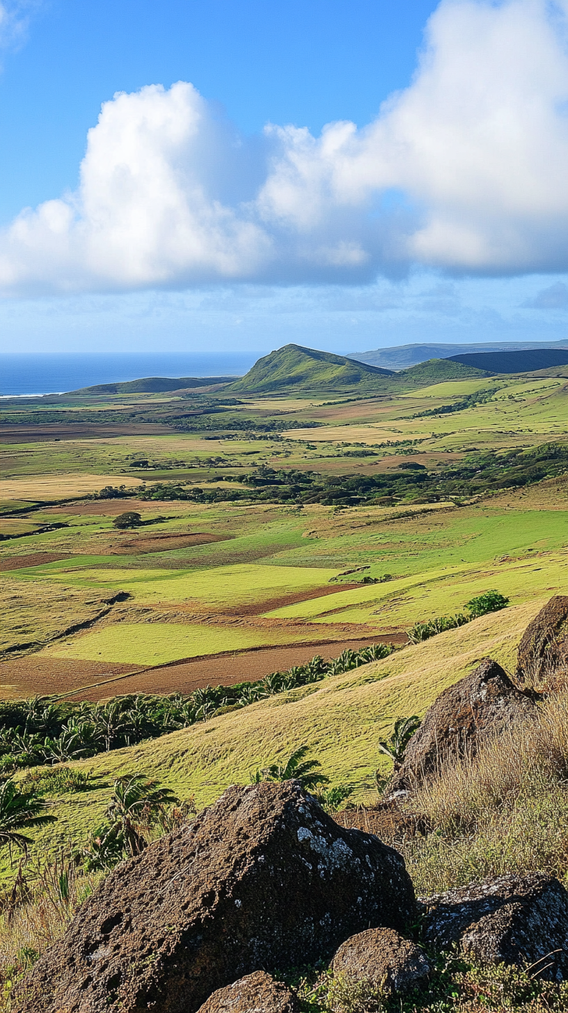 Easter Island agricultural landscape view