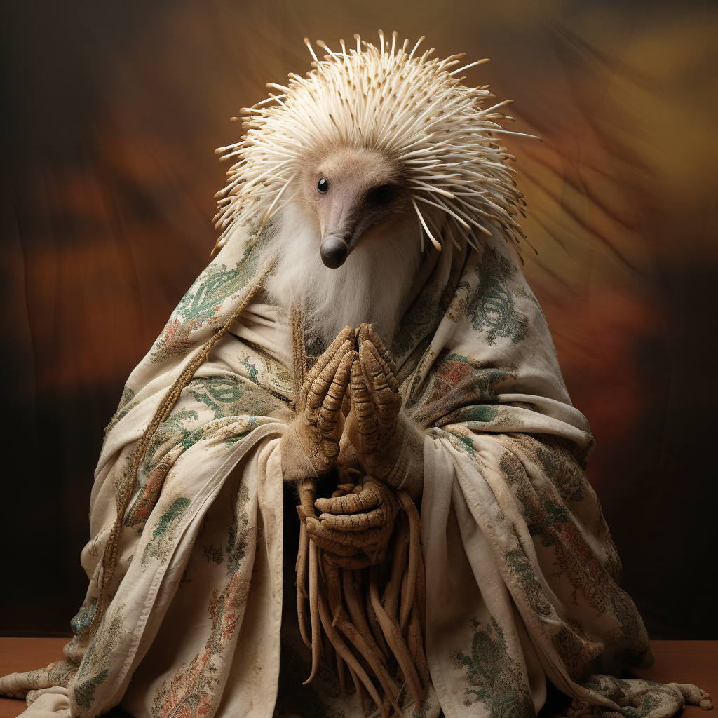 Echidna man dressed as prophet